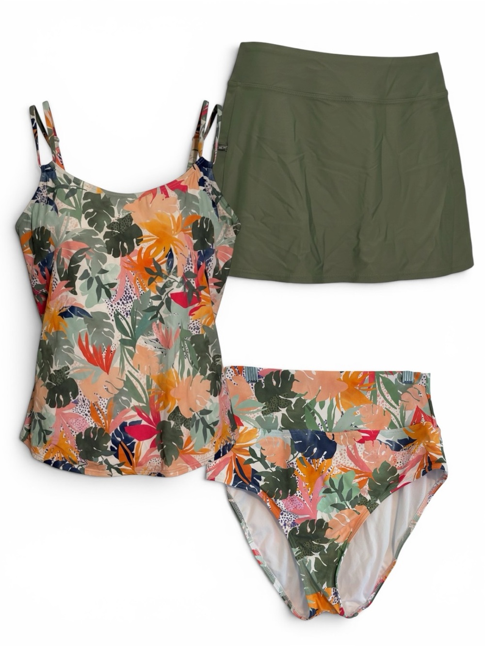 Sunsets Taylor Tankini Top and Sport Swim Skirt. 38E/36F/34G & XL